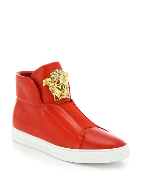 versace collection leather high top sneakers